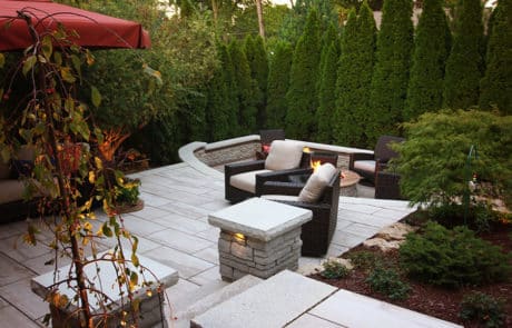 hardscape patio and custom firepit in homer glen illinois