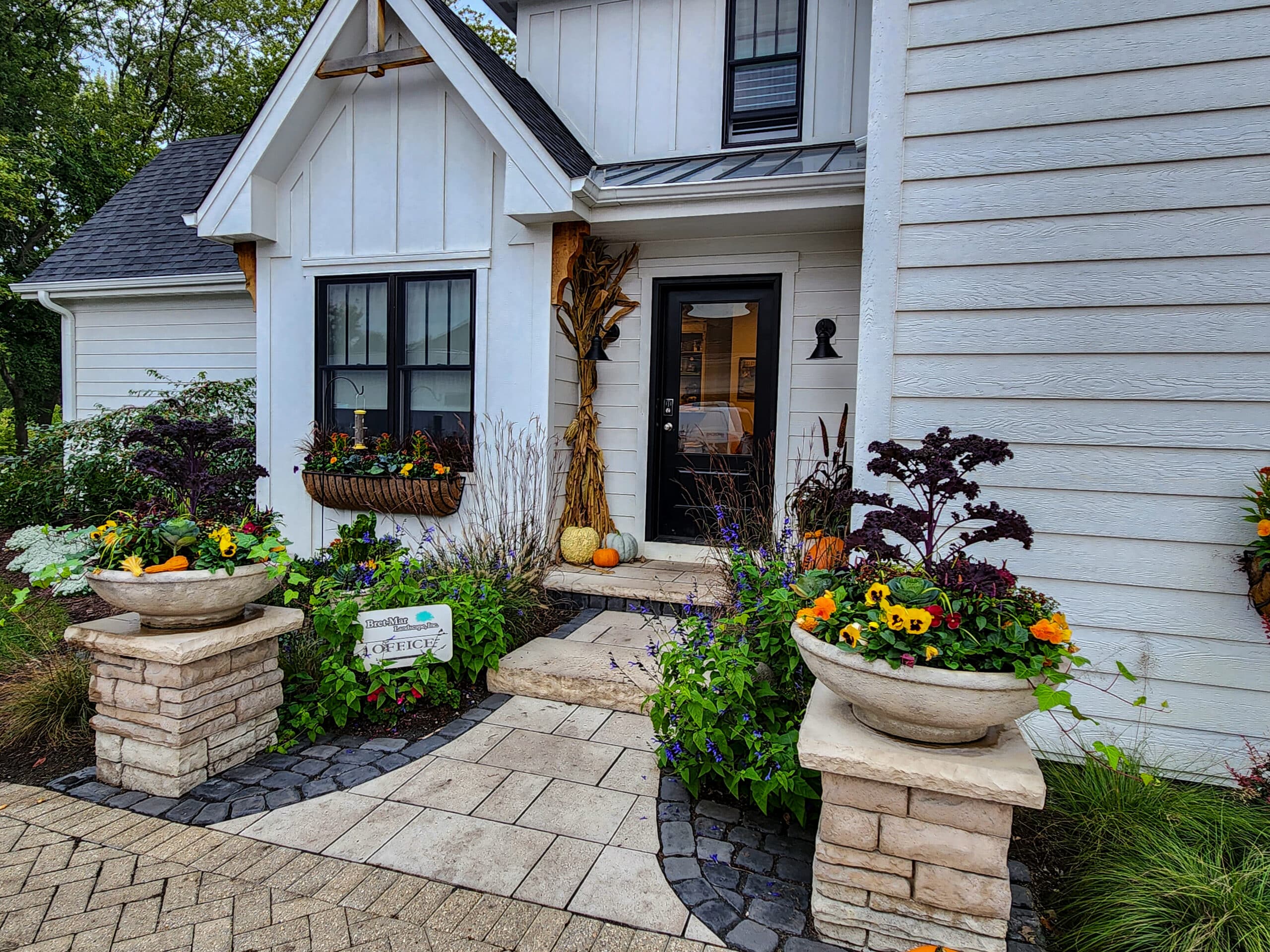 hardscaping services in homer glen illinois - brick front porch entry way by bretmar landscaping