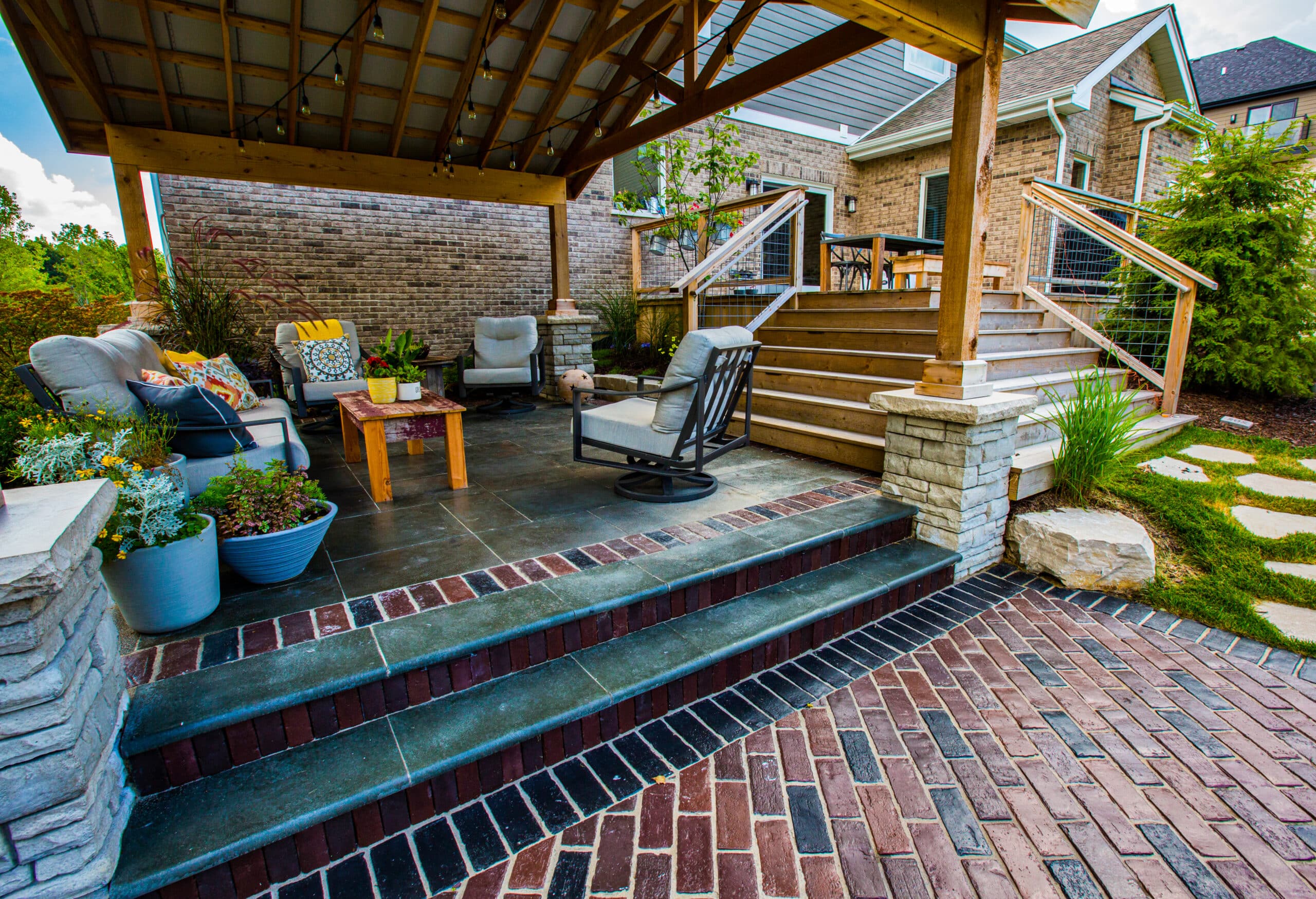 hardscaping brick patio in homer glen illinois by bretmar landscaping