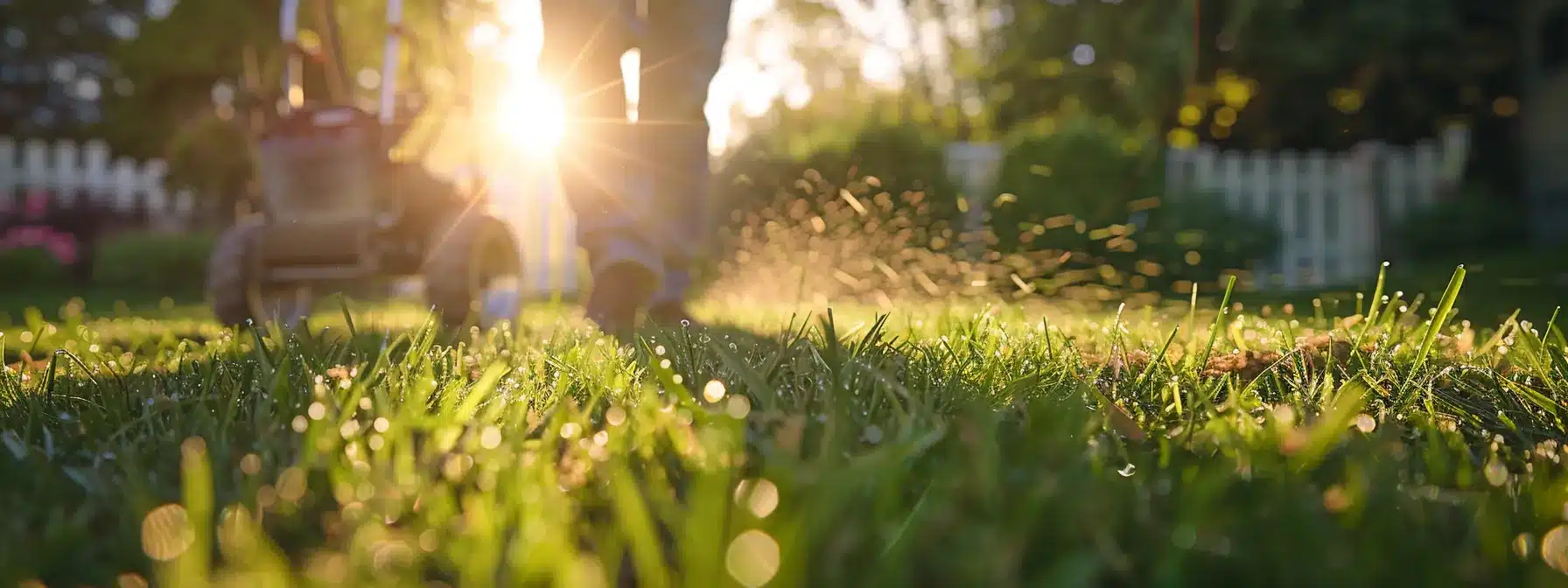 a person dethatching a lawn to promote healthy growth.