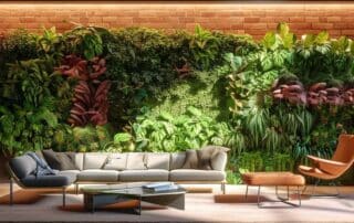 a stylish urban balcony showcases innovative vertical garden features, combining sleek planters and minimalist decor to maximize space and create a vibrant, modern retreat.